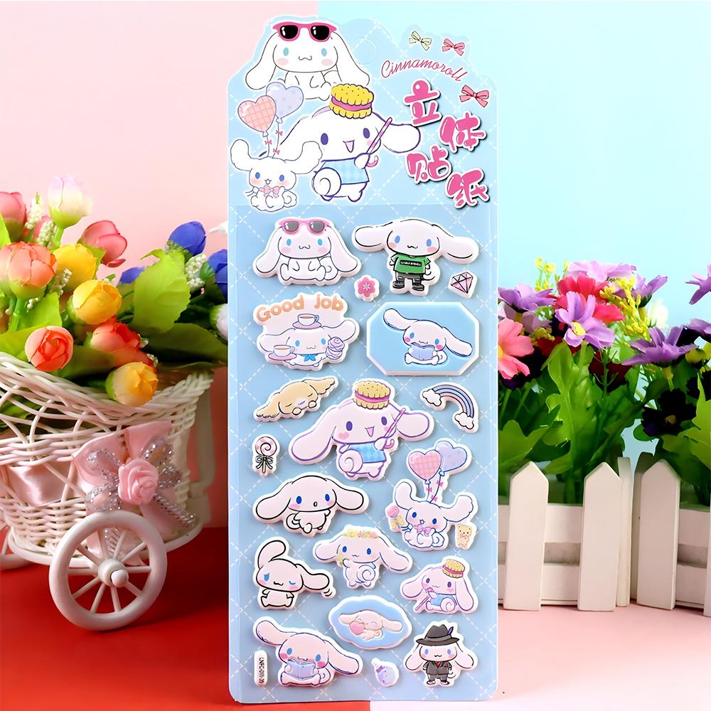 4 шт. Забавные Милые Мультяшные Наклейки-Пузыри Sanrio Киннаморолл 3D Наклейки для DIY Ноутбука Телефона Холодильника Кавайная Декорация Объемные Наклейки Подарки