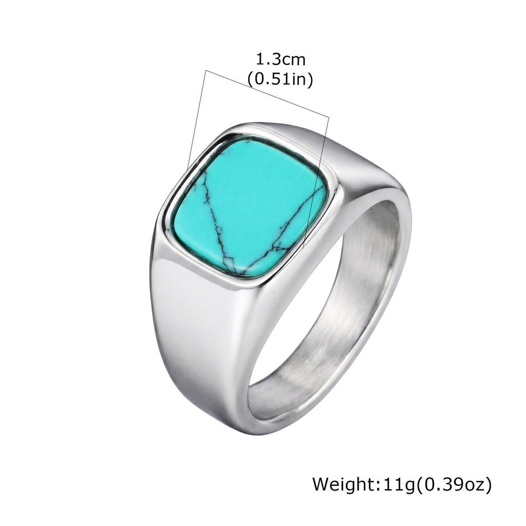 Квадратное кольцо из нержавеющей стали с тигровым глазом и металлическим блеском - Модный аксессуар для указательного пальца RC-620