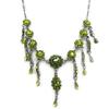 [B1951] - Green 'Crystal Flowers' Designer Necklace