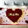 Свадебный фон Mr & Mrs с дизайном в виде сердца из красной розы, фотофон, настенный декор, праздничные принадлежности, фон для годовщины, многоразовый свадебный декор