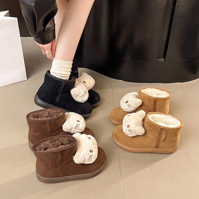 Женские модные мультяшные ботинки на толстой подошве, легкие, теплые зимние, на плюшевой подкладке, нескользящие, износостойкие, повседневные, для активного отдыха, спортивные, хлопковые ботинки