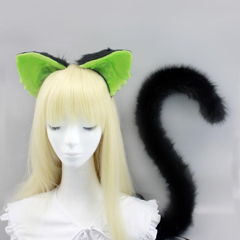 Anime Cat Ear Headband Tail Set Cosplay Costume Adult Roleplay Accessory Japanese Style