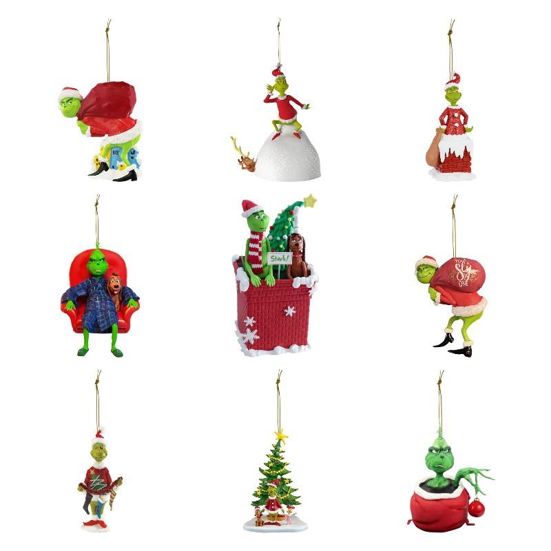 Cartoon Style Christmas Tree Decoration Green Furry Monster Ornament Acrylic Material