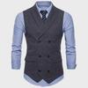 Мужской двубортный жилет в клетку на весну и осень — корейский приталенный крой