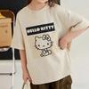 Футболка Hello Kitty с коротким рукавом из мягкого хлопка, повседневная, с круглым вырезом, милый мультяшный принт, легкий летний топ для женщин, для повседневной носки