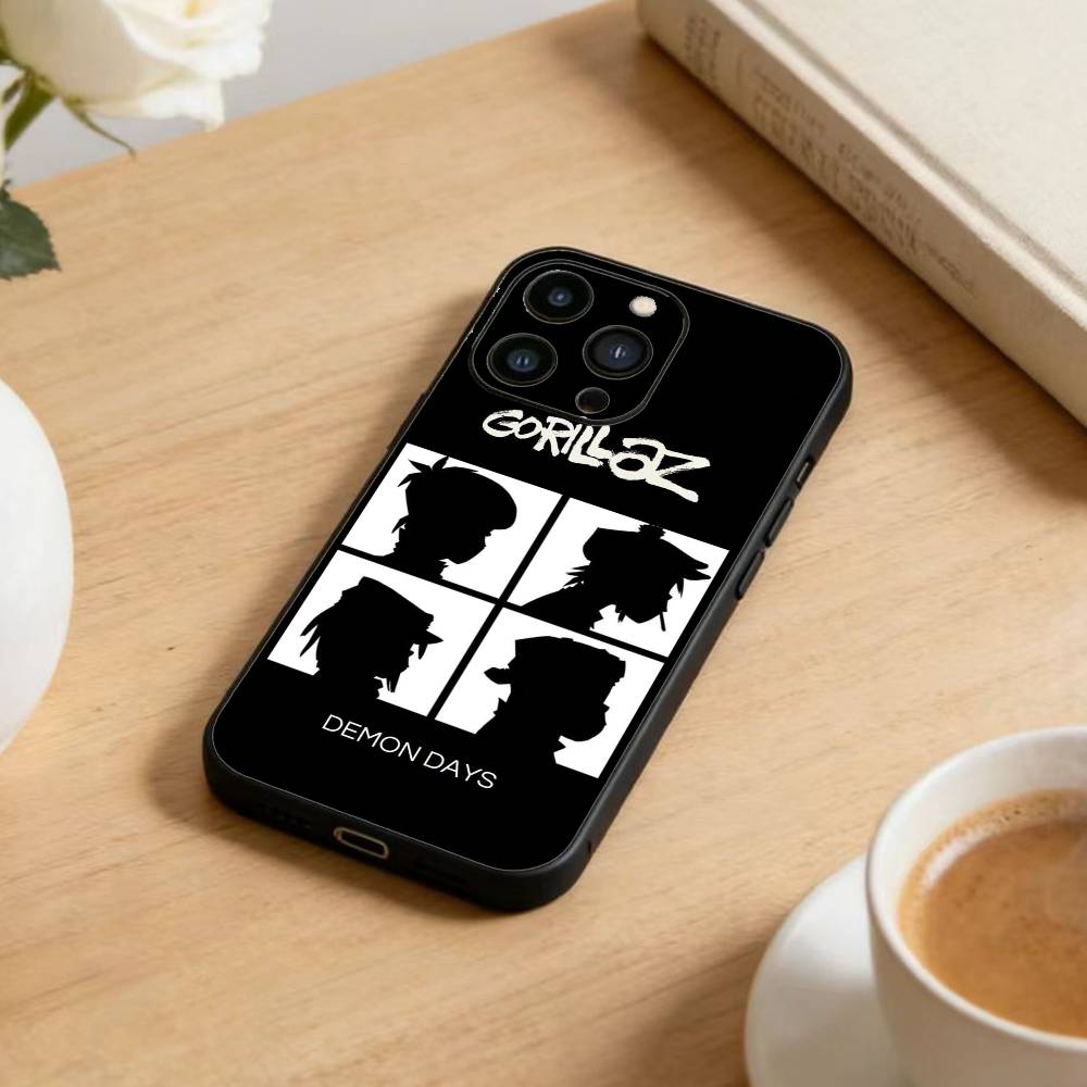 Комикс R-Rock Band G-gorillaz Чехол для телефона для iPhone 17 16 15 14 13 12 Max Plus Силиконовый Черный Чехол