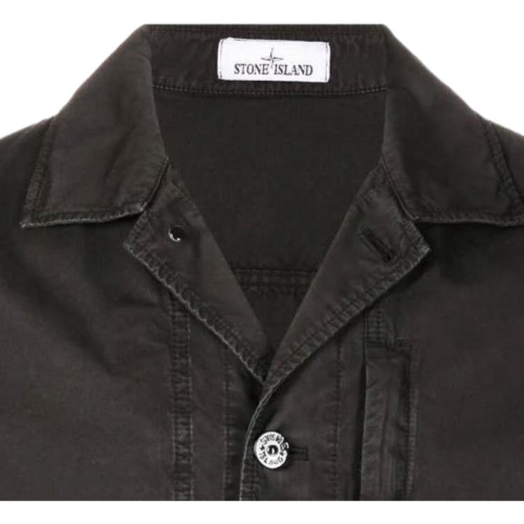STONE ISLAND Куртка с нашивкой-логотипом, на пуговицах, черная, мужская, верхняя одежда 7615439WN-V0129