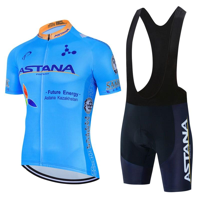 Mens Cycling Jersey Set Breathable Quick-Dry Short Sleeve Kit ASTANA Team Style Ride Wear