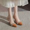 2025 Spring Summer New Women's French High Heels - Small Fragrance Style Color-Blocked Pointed-Toe Stiletto, Sexy Shallow Mouth Pumps XCY-180