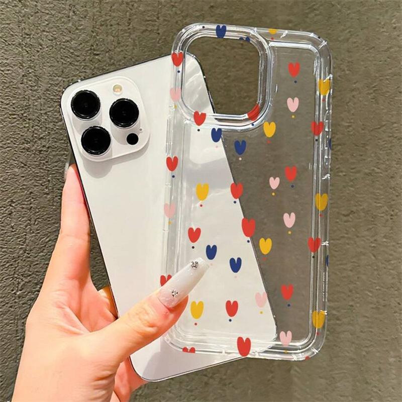 Love Heart Soft Clear Phone Case For iPhone 16 16e 15 14 Pro Max 11 13 12 Mini XR XS 7 8 16 Plus SE2 Anti-fall Shockproof Cover