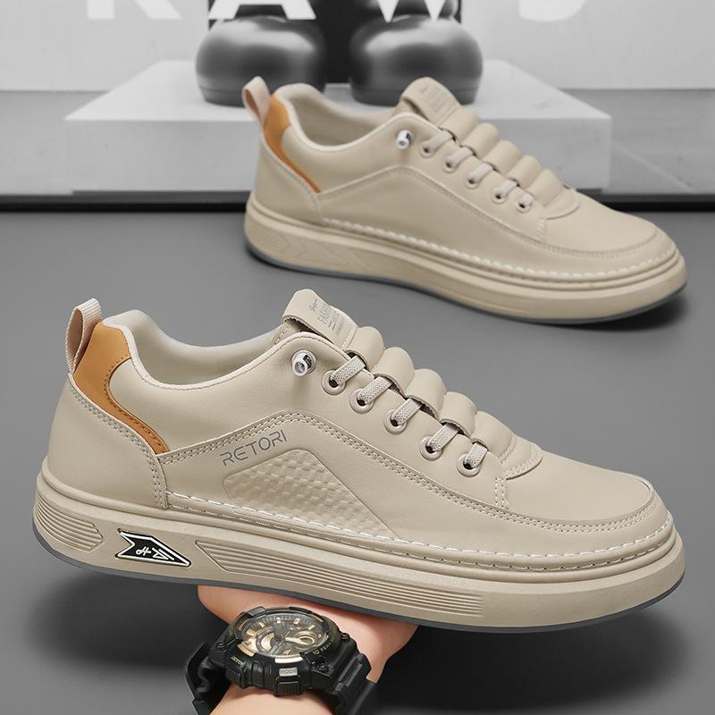 Кожаные повседневные туфли для мужчин, дышащие белые кроссовки, модные туфли для вождения, ходьбы, тенниса для мужчин, офисные туфли на плоской подошве