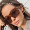 SHAUNA Обновленные квадратные солнцезащитные очки большого размера с металлическими петлями UV400