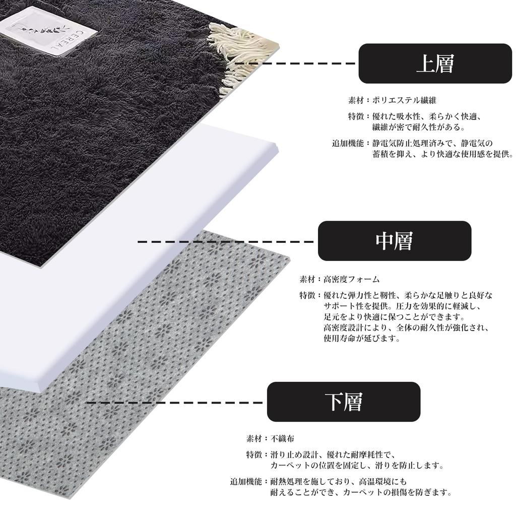 DIHACOZ Rug Model with Memory New Antibacterial and Deodorizing and 6 Enhanced 160x200mm Thick Approximately 5cm Approximately 4cm Winter Extra Fluffy