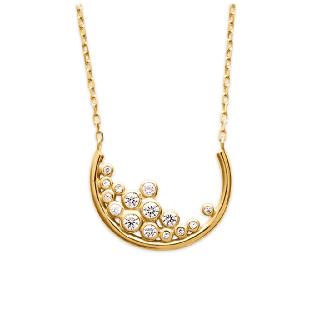 Les Trésors De Lily [Q6619] - Gold Plated Necklace 'Luna' White Gold - 20x15 Mm
