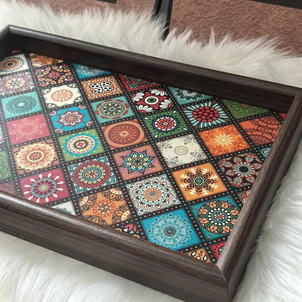 Декоративный поднос в богемном стиле для украшений, закусок и хранения в гостиной