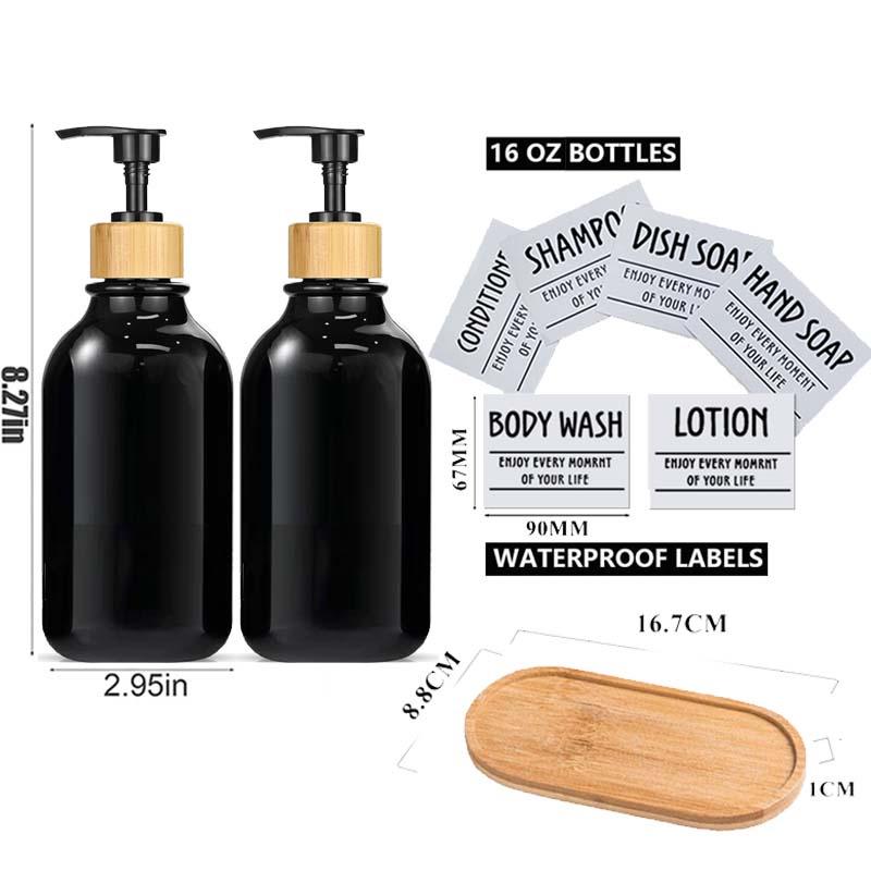 Дозатор для мыла на 500 мл, бамбуковый насос и лоток для мыла, набор дозаторов для мыла, дозатор мыла для рук, дозатор лосьона с 6 этикетками