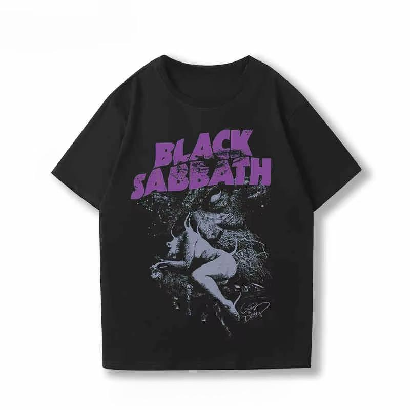 2025 Новая футболка Rock Band Black Sabbath Оверсайз Одежда Футболки с коротким рукавом Мужские и женские Уникальный хлопок