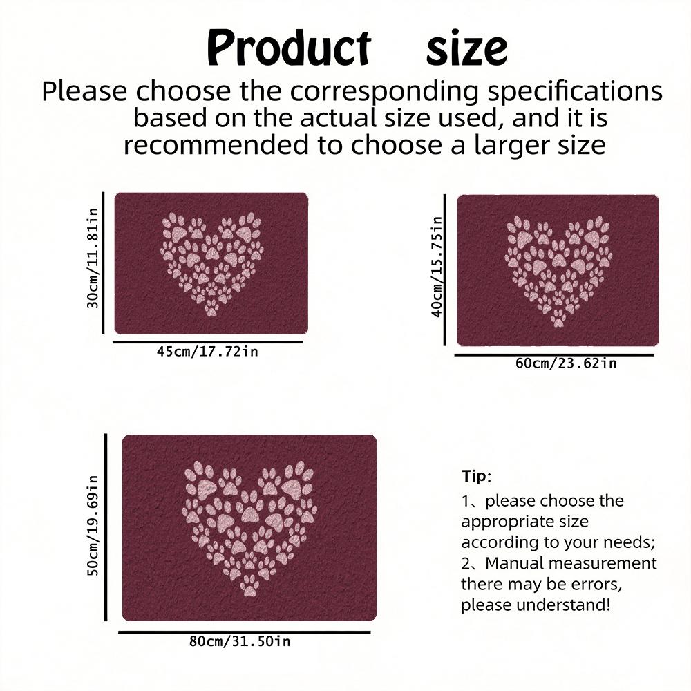 Pattern D-Dog Paw Prints Floor Mat Eco Diatomite Antibacterial Odor-Resistant Floor Mat & Drain Pad for Kitchen & Bathroom
