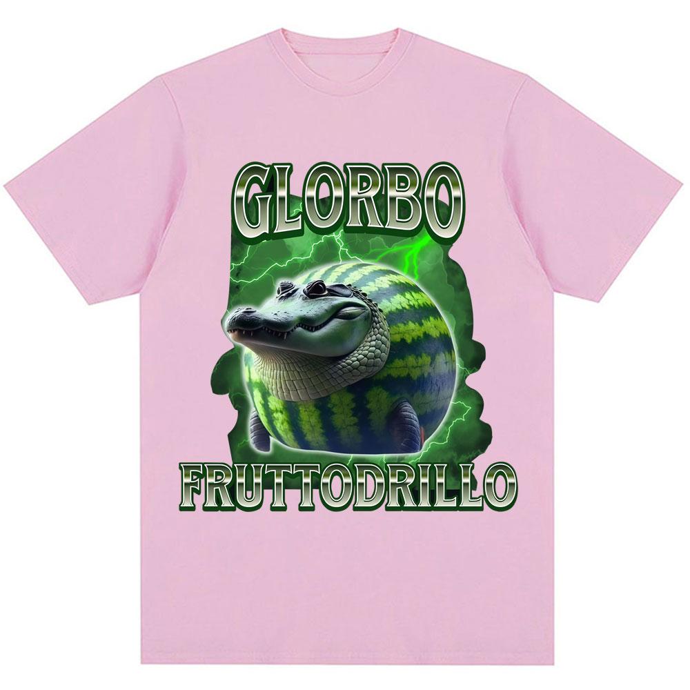 Забавная футболка с мемом Glorbo Fruttodrillo, итальянская мода с мозговым гниением, юмористические футболки, мужские, женские, свободные, хлопковые, повседневные футболки, уличная одежда