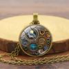 Steampunk Witch Pendant Necklace for Women 2022 Goth Mechanical Gear Accessories Vintage Jewelry Men's Neck Chain Gift