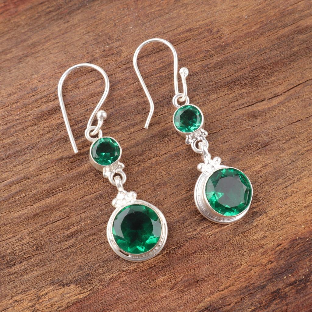 Chrome Diopside Gemstone 925 Sterling Silver Handmade Jewelry Wedding Earrings EE-160-2