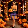 Women's Halloween Print Dress Sleeveless Spaghetti Strap Dress with Off Shoulder Design and Flared Skirt for Casual Wear