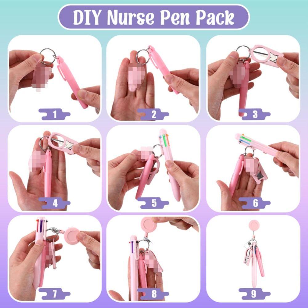 Набор выдвижных ручек для медсестер, вращающиеся бейджи-ролики, модный зажим для бейджа медсестры
