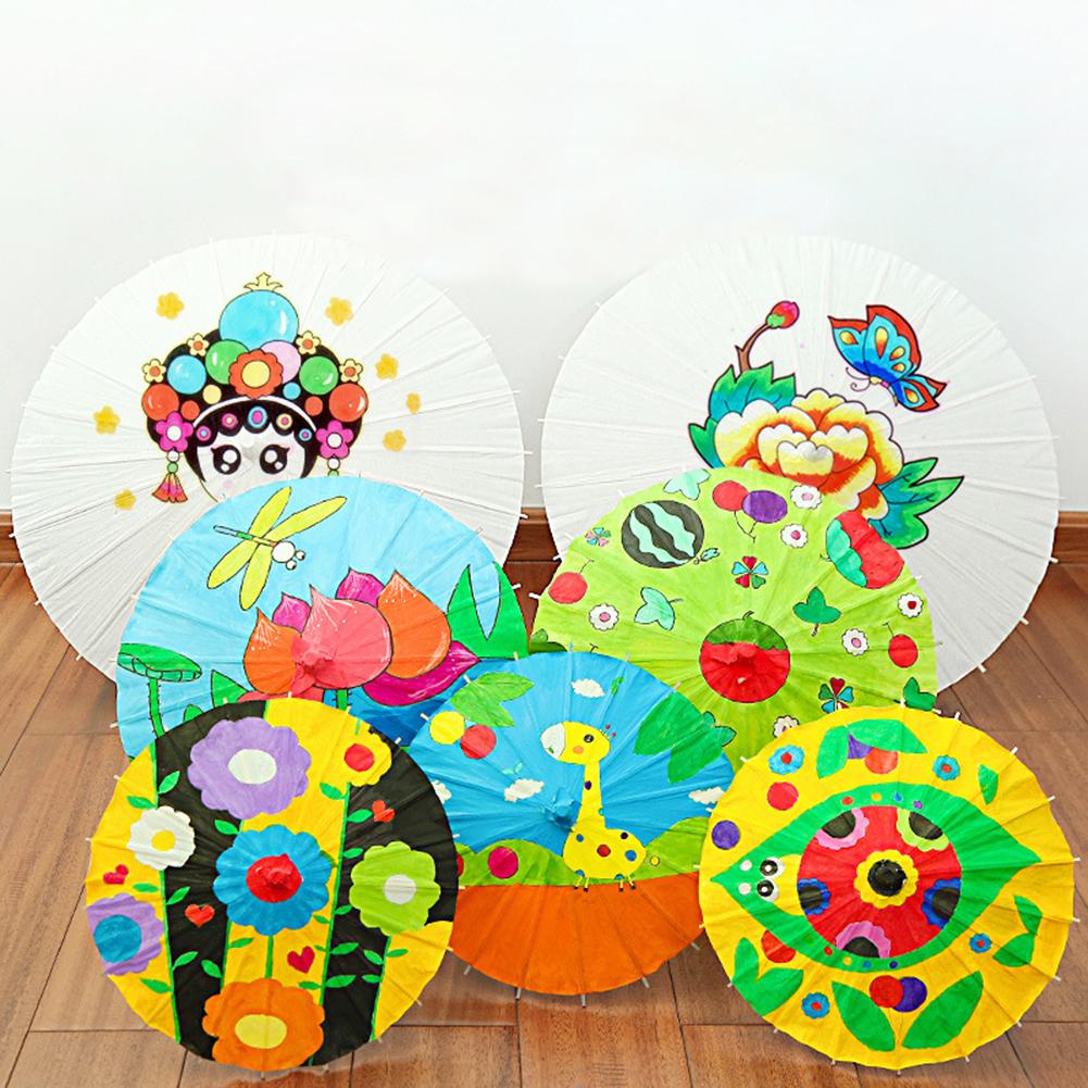 Зонтики из промасленной бумаги 60 см, китайский зонтик из белой бумаги с деревянной ручкой, зонтик от солнца, реквизит для деревенской фотографии для вечеринки, свадьбы