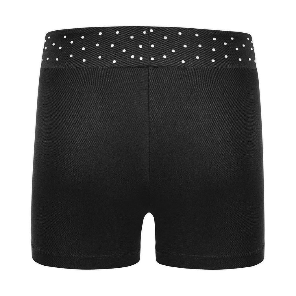 Girls Performance Shorts Sparkling Rhinestones Waistband Figure Skating Dance Gymnastics Bottom