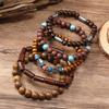 Hot-selling Handmade Beaded Bracelet Men's Retro Style Multi-layer Elastic Line Wooden Bead Life Tree Bracelet