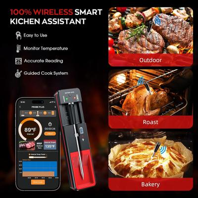Беспроводной термометр для мяса с Bluetooth, радиус действия 360 футов, умный термометр для мяса для духовки, барбекю, гриля, кухни, коптильни, приготовления в вакууме