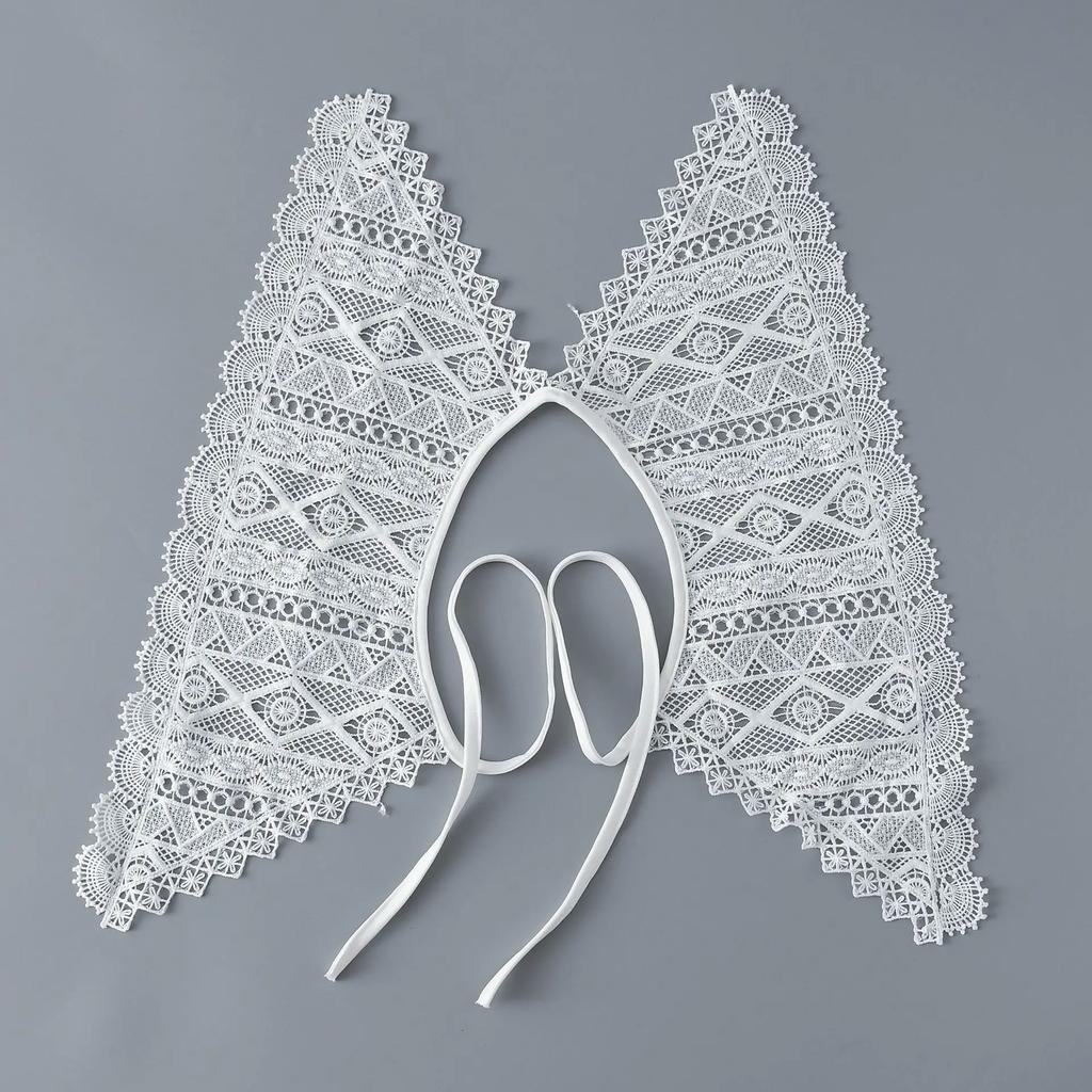 Women Hollow Out White Embroidery Fake Collar Shawls Dress Detachable Collar False Collar Shawls Cape