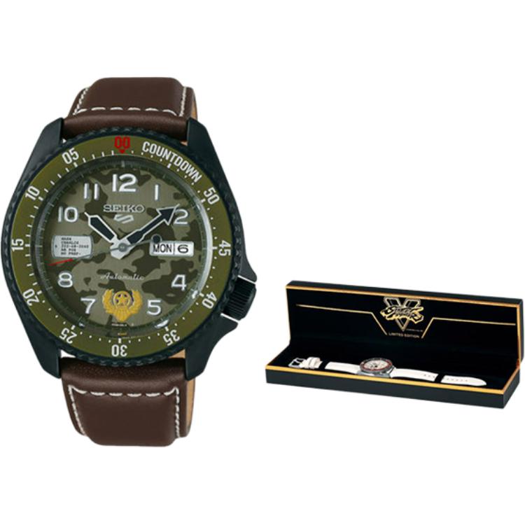 Seiko Часы Street Fighter Collection 100м Водонепроницаемые Механический механизм Кожаный ремешок SRPF21K1