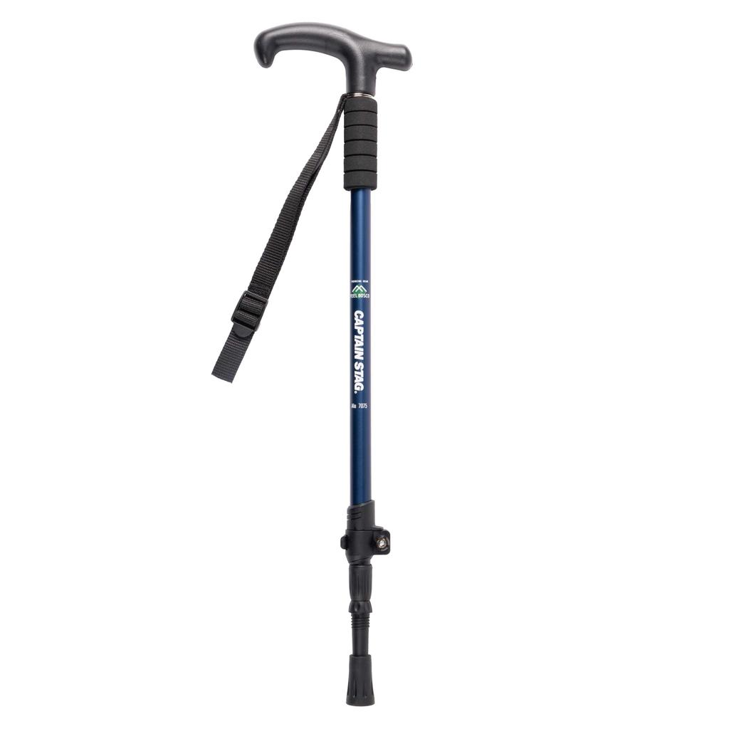 CAPTAIN STAG FEEL BOSCO Trekking Type Lever Pin with Protector and Navy Blue UM-2336 Poles, 3-Section 2, & Lock, T-Grip, Basket,