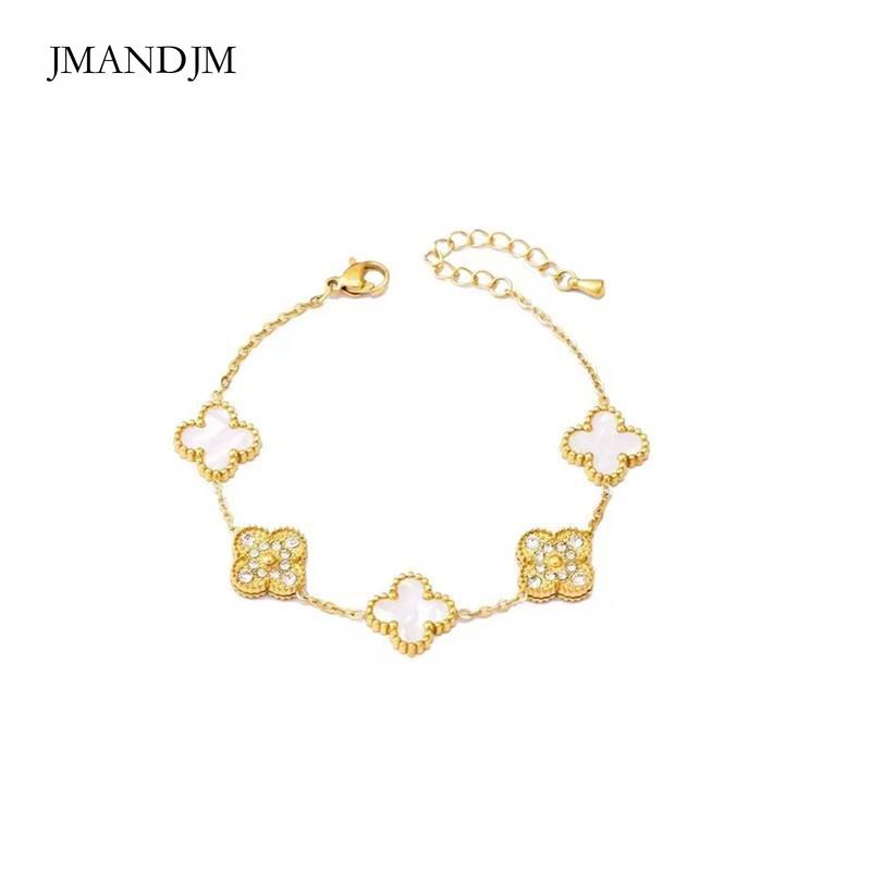 Пять цветов, четыре листа, браслет из травы, титановая сталь, бриллиант, двусторонний браслет Fritillaria, наконечник, модный браслет женский