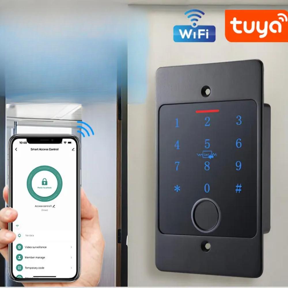 Tuya Wifi Автономная клавиатура для контроля доступа по отпечаткам пальцев, металлическая, водонепроницаемая, с подсветкой, встроенная установка, открывалка, считыватель + коробка M70