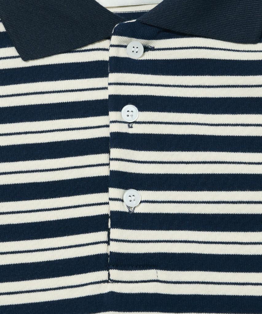 TAILOR STUDIO Oxford Striped Collared Long Sleeve Tee (Navy/White)