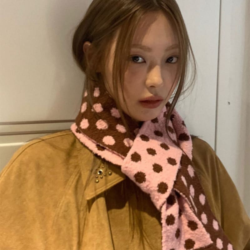 COOKEESEE DOT двухцветный шарф (Розовый/Коричневый)