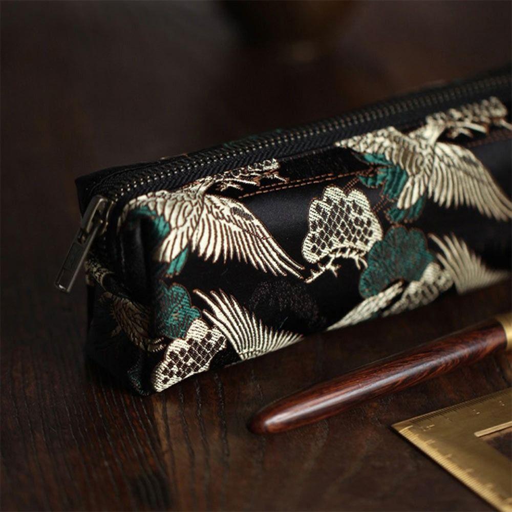 Большая вместительная сумка для ручек, ретро-многофункциональный китайский пенал с вышивкой, шелковая парчовая сумка для хранения, подарок студентам