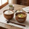 One‑piece Carved Integrated Rice Bowl Solid Wood Breakfast Bowl Food Bowl  Light Food Matching
