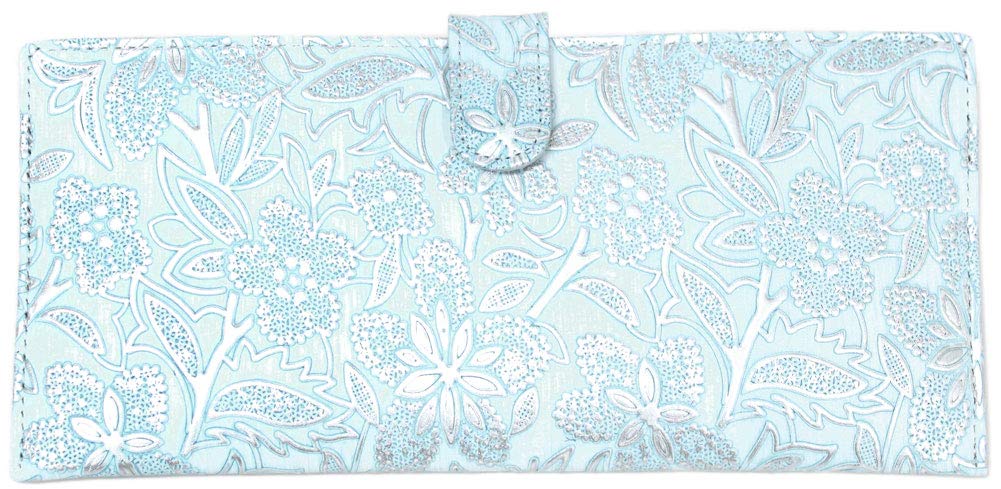 Made in Japan Arukan Made in Japan Genuine Leather Made in Italy Cowhide Floral Pattern Embossed Single Bundle Card Case Long Wallet Slim Claire Light