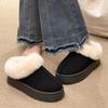 Fashion Winter Plush Warm Snow Boots for Women Fashion Faux Rabbit Fur Platform Slippers Woman Thick Sole Non Slip Fluffy House Slippers