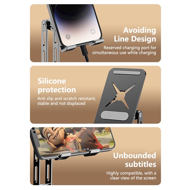 Вращение на 360 градусов Алюминиевый сплав Складная настольная подставка для телефона Настольный ленивый держатель для планшета Подставка-крепление для iPhone iPad Xiaomi Samsung