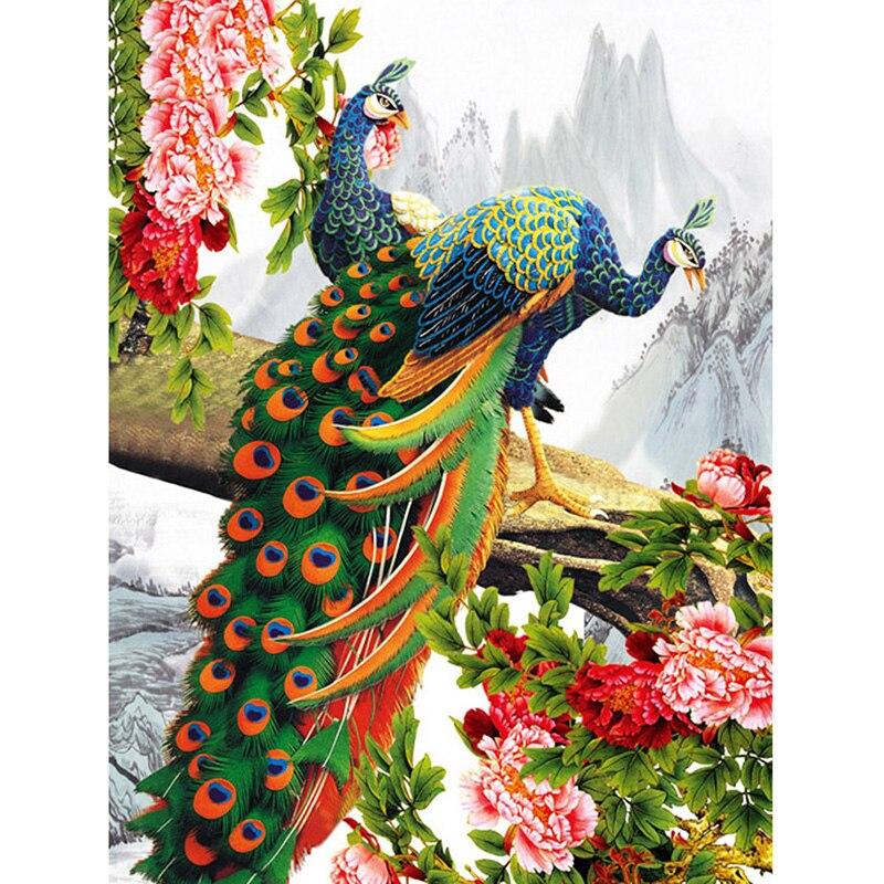 5d Diy Peacock Diamond Painting Full Round Drill Mosaic Diamont Embroidery Animal Cross Stitch Home Decor Christmas Gift