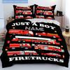 Firefightingpattern Customize Your Name Duvet Cover Soft Bedding Set For Bedroom Guest Room And Dorm Decoration Threepiece Set Includes 1 Duvet Cover
