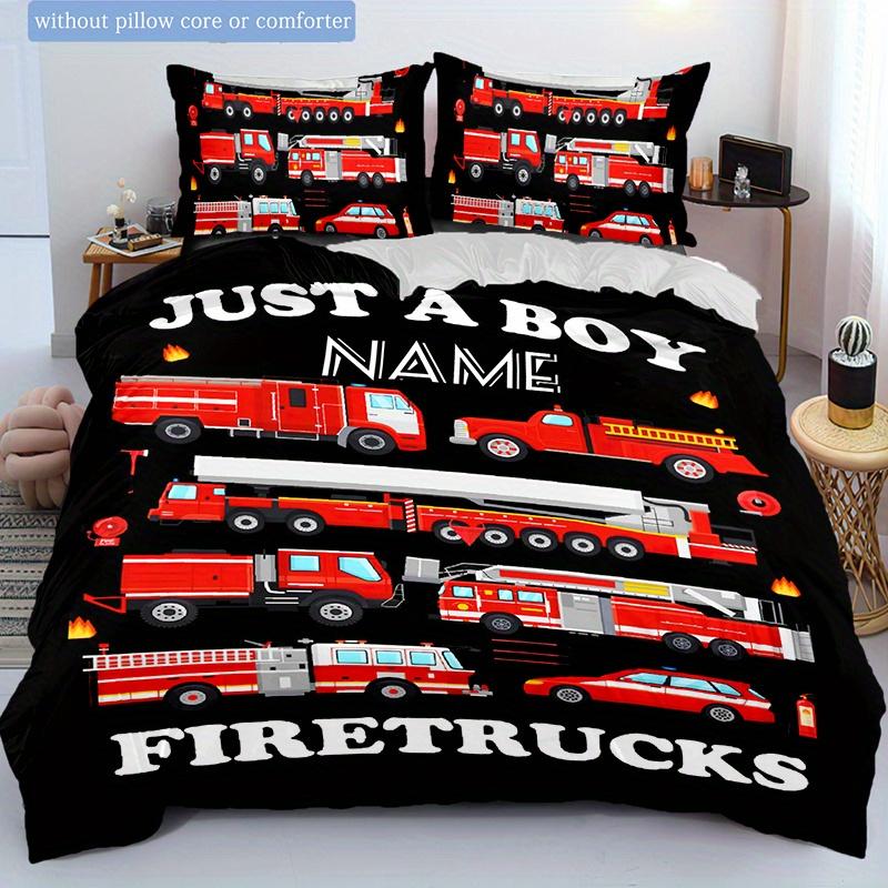Firefightingpattern Customize Your Name Duvet Cover Soft Bedding Set For Bedroom Guest Room And Dorm Decoration Threepiece Set Includes 1 Duvet Cover