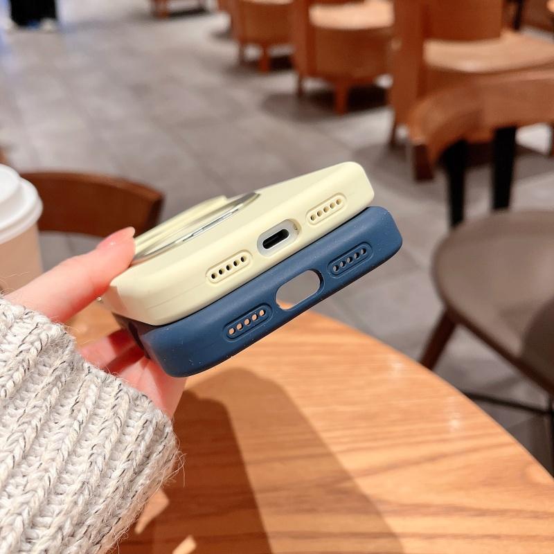 Жидкий силиконовый чехол-желе для iPhone 17 16 15 14 Pro Max, магнитный, с покрытием "Кожа младенца", защита от отпечатков пальцев, чехол-подставка с вращением на 360°