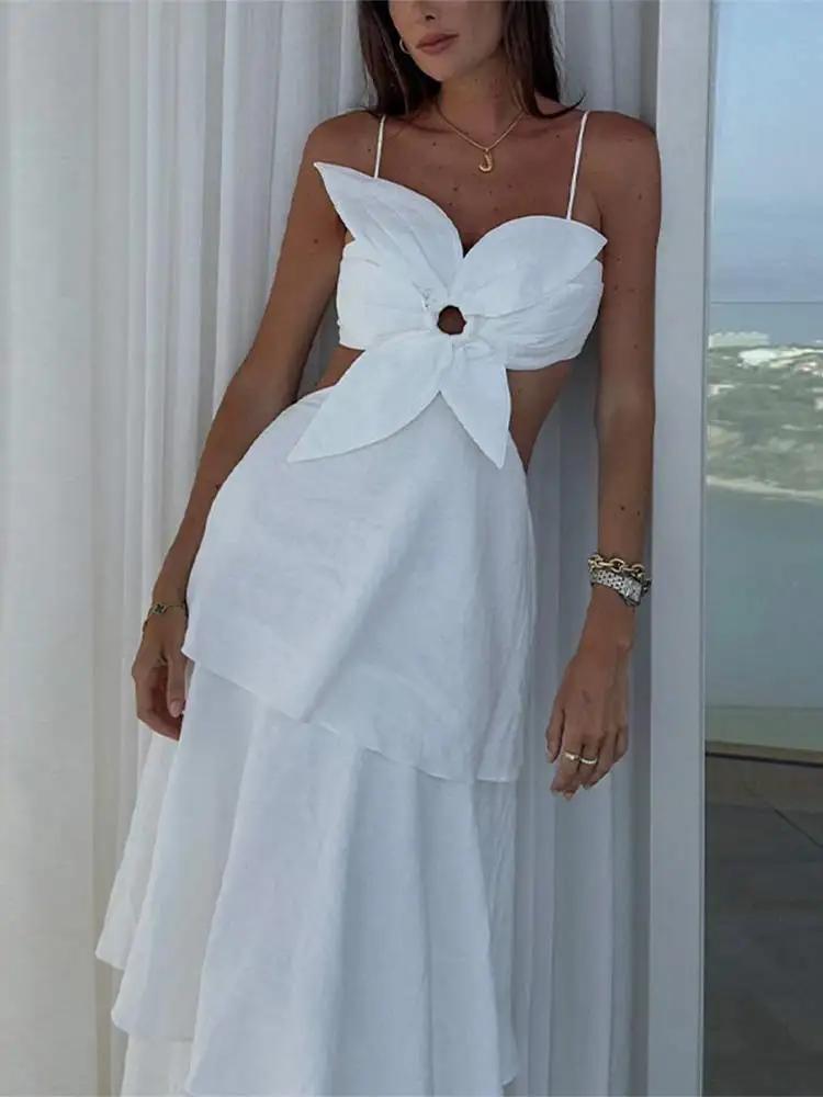 Сексуальное элегантное ажурное вечернее платье с оборками, летнее цветочное облегающее длинное платье, модная шикарная милая пляжная одежда с открытой спиной