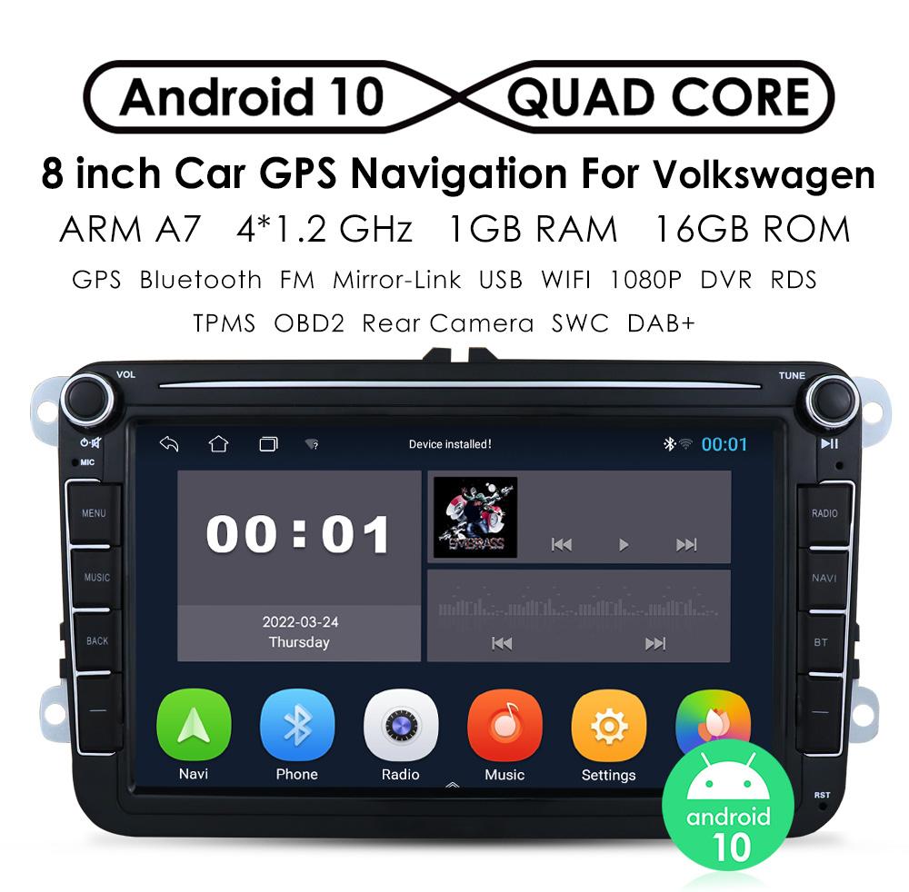 Hizpo 8-дюймовая мультимедийная автомагнитола с Android Auto и CarPlay для Volkswagen и Skoda