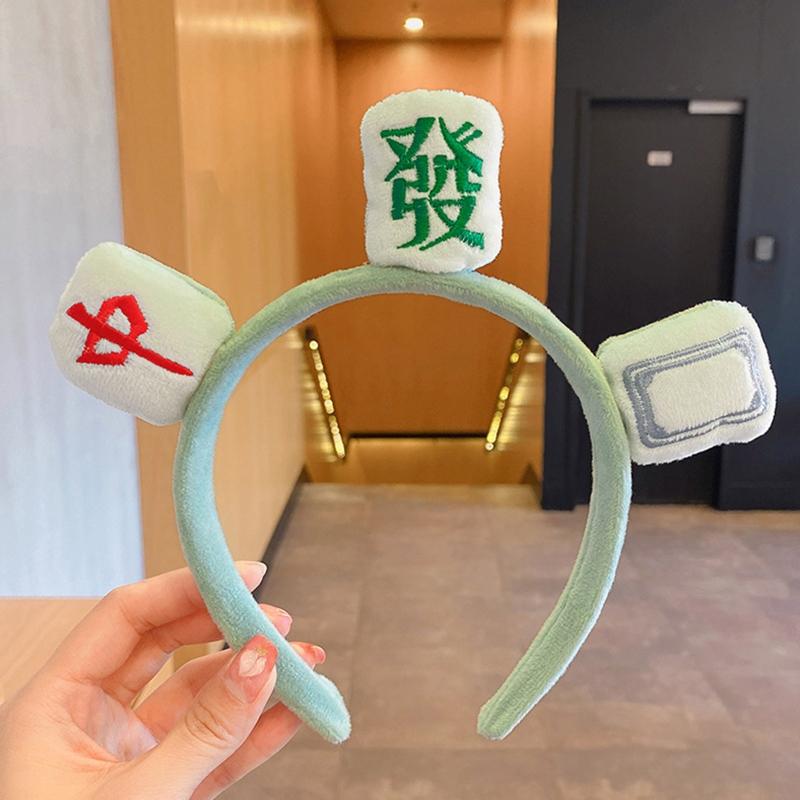 Плюшевая повязка для волос Маджонг Мягкие спа-повязки Эластичный тюрбан Нескользящий Креативный эластичный хедрэп для умывания лица, макияжа